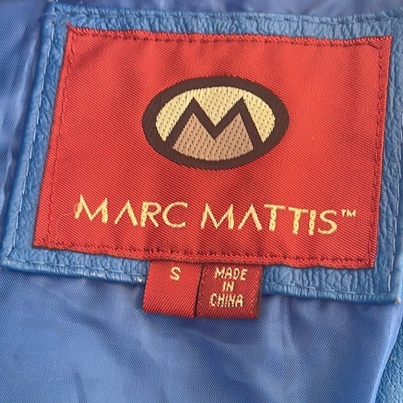 🆕 MARC MATTIS VINTAGE Blue Genuine Leather Jacket Size S - Picture 4 of 8